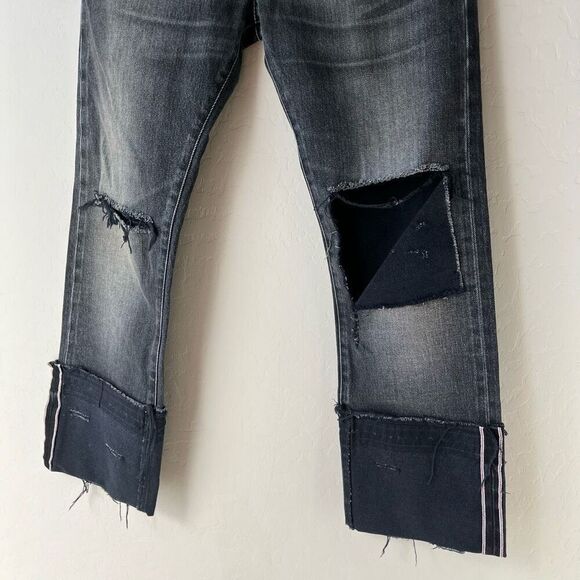 R13 Black Flare Wide Leg Jeans with Distressed Details - Picture 4 of 10